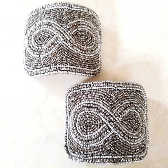 Vintage Antique Art Deco 1920s Made In France Beaded Shoe Clip Buckle Set - Picture 4 of 15